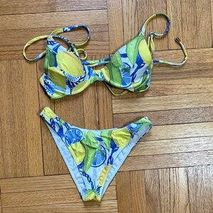 Kenny Flowers Yellow & Blue Lemon Print Bikini